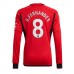 Manchester United Bruno Fernandes #8 Hemma matchtröja 2023-24 Långärmad Billigt